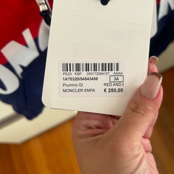 Moncler toddler boys Kruth Giubbotto hooded jacket in red/blue sz 3A - Picture 5 of 9